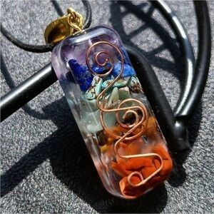 REIKI HEALING AMULET STONE PENDENT on 20” gold over sterling silver necklace